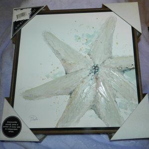 American Flat Ocean Starfish 3D Painted Canvas Wood Framed Wall Art NWT